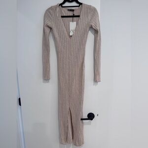 ZARA knit long sleeve midi dress